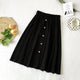 Summer Skirts Womens Midi Elegant Button High Waist Skirt Female Pleated School Skirt