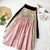 Summer Skirts Womens Midi Elegant Button High Waist Skirt Female Pleated School Skirt