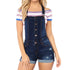 Summer Women's Denim Playsuits Fashion Casual Button Pocket Jumpsuit Solid Color High Waist Tight Bodysuit Streetwear #Y1