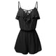 Summer jumpsuit women Sexy Black Lace Bodysuit Women Large Size S-5XL Sleeveless Overlap Front Frill Detail Shorts Playsuits