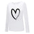 Tshirt Womens Heart Print Printed T-Shirt Summer Long Sleeve Round Neck Top Casual Basic T Shirt Harajuku Camisas De Moda Mujer