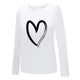 Tshirt Womens Heart Print Printed T-Shirt Summer Long Sleeve Round Neck Top Casual Basic T Shirt Harajuku Camisas De Moda Mujer