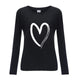 Tshirt Womens Heart Print Printed T-Shirt Summer Long Sleeve Round Neck Top Casual Basic T Shirt Harajuku Camisas De Moda Mujer