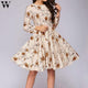 Womail dress Summer Vintage Print Long Sleeve O-Neck A-line party Holiday Elegant Dress Popular NEW 2019 M57