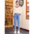 Woman's Jeans Casual Stretch Trousers High Waist Light Blue Plus Size Sweet Loose Jeans Buttons Washed Denim Nine Harem Pants