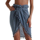 Women Beach Dress Semi-sheer Swimwear Bikini Cover Ups Short Skirt with Tassels Chiffon Wrap Swimming Dress Sarong Pareo Shorts