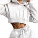 Women Casual Two Piece Sweat Set Hoodie Crop Tops Sweatshirt High Waist Long Harem Pants Jogger Hoodies Suit Outfits Tracksuit