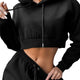 Women Casual Two Piece Sweat Set Hoodie Crop Tops Sweatshirt High Waist Long Harem Pants Jogger Hoodies Suit Outfits Tracksuit