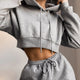 Women Casual Two Piece Sweat Set Hoodie Crop Tops Sweatshirt High Waist Long Harem Pants Jogger Hoodies Suit Outfits Tracksuit