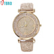 Women Crystal Stainless Steel Quartz Watch Silver Luxury Rhinestone Fashion Leather Strap Ladies Watch Gifts for Friends