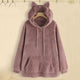 Women Cute Fleece Embroidery Plus Size Warm Hoodies Long Sleeve Plush Hooded Pullover Blouse Sweatshirt Winter Clothing