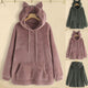 Women Cute Fleece Embroidery Plus Size Warm Hoodies Long Sleeve Plush Hooded Pullover Blouse Sweatshirt Winter Clothing