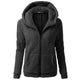 Women Fleece Teddy Hoodies Zipper Solid Pocket Hooded Hoodies Coat Winter Warm Wool Zip-Up Cotton Coat Outwear Casual Sweatshirt