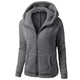 Women Fleece Teddy Hoodies Zipper Solid Pocket Hooded Hoodies Coat Winter Warm Wool Zip-Up Cotton Coat Outwear Casual Sweatshirt