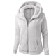 Women Fleece Teddy Hoodies Zipper Solid Pocket Hooded Hoodies Coat Winter Warm Wool Zip-Up Cotton Coat Outwear Casual Sweatshirt