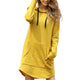 Women Loose Dress Cap Long Sleeve Hooded Long Sleeve Loose Casual 3XL Plus Size Dress Retro Ladies Pocket Tube Midi Dresses