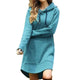 Women Loose Dress Cap Long Sleeve Hooded Long Sleeve Loose Casual 3XL Plus Size Dress Retro Ladies Pocket Tube Midi Dresses