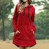 Women Loose Dress Cap Long Sleeve Hooded Long Sleeve Loose Casual 3XL Plus Size Dress Retro Ladies Pocket Tube Midi Dresses