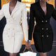 Women Plus Size Blazer Tops Long Sleeve Pockets Jacket Ladies Office Wear Coat