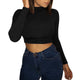 Women Sexy Bodycon T Shirt Autunmn Women Long Sleeve O-neck Crop Top Modis Sheath tshirt Fashion Autumn solid tops #B