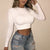 Women Sexy Bodycon T Shirt Autunmn Women Long Sleeve O-neck Crop Top Modis Sheath tshirt Fashion Autumn solid tops #B