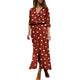 Women Summer Dot Print Long Sleeve Button Long Dress Party Beach Dress Vintage Polka-Dot Women'S Dresses Sukienki Damskie#40