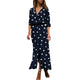 Women Summer Dot Print Long Sleeve Button Long Dress Party Beach Dress Vintage Polka-Dot Women'S Dresses Sukienki Damskie#40