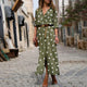 Women Summer Dot Print Long Sleeve Button Long Dress Party Beach Dress Vintage Polka-Dot Women'S Dresses Sukienki Damskie#40