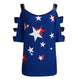Women Tshirt Plus Size Casual Summer Tees Tops Flag Print Off Shoulder Slings Sleeve Top T Shirt Women camisetas verano mujer