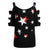 Women Tshirt Plus Size Casual Summer Tees Tops Flag Print Off Shoulder Slings Sleeve Top T Shirt Women camisetas verano mujer