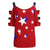 Women Tshirt Plus Size Casual Summer Tees Tops Flag Print Off Shoulder Slings Sleeve Top T Shirt Women camisetas verano mujer