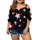 Women Tshirt Plus Size Casual Summer Tees Tops Flag Print Off Shoulder Slings Sleeve Top T Shirt Women camisetas verano mujer