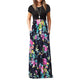 Women's Casual Sleeve O-neck Print Maxi Tank Long Dress plus size Polyester Summer Dress #YL5
