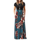 Women's Casual Sleeve O-neck Print Maxi Tank Long Dress plus size Polyester Summer Dress #YL5