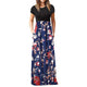 Women's Casual Sleeve O-neck Print Maxi Tank Long Dress plus size Polyester Summer Dress #YL5