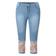Women's Fashion Large Size Cropped Pants Retro High Waist Explosive Lace Casual Trousers 2019 New Skinny Sexy Stretch Jeans#B