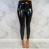 Women's Solid Black High-waist Elastic Pencil Pants Sexy Tight PU Coating Imitate Leather Trousers Female PU Skinny Trousers