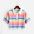 Women's Sweatshirt Color Stripe Button Long Sleeve Pullover Hoodies Sweatshirt Tops Blouse Female Tops Women Hoodies #A9