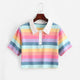 Women's Sweatshirt Color Stripe Button Long Sleeve Pullover Hoodies Sweatshirt Tops Blouse Female Tops Women Hoodies #A9