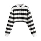 Women's Sweatshirt Color Stripe Button Long Sleeve Pullover Hoodies Sweatshirt Tops Blouse Female Tops Women Hoodies #A9