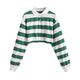 Women's Sweatshirt Color Stripe Button Long Sleeve Pullover Hoodies Sweatshirt Tops Blouse Female Tops Women Hoodies #A9