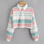 Women's Sweatshirt Color Stripe Button Long Sleeve Pullover Hoodies Sweatshirt Tops Blouse Female Tops Women Hoodies #A9