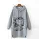 Women's cartoon sketch long autumn and winter girls print long-sleeved hooded sweatshirt pullover#40