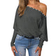 Womens Autumn Blouse Off Shoulder Top Pullover Loose Batwing Long Sleeve Jumper Blouse Spring High Quality Girl 731