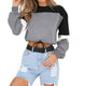 Womens Long Sleeve Splcing Color Sweatshirt Pullover Tops Blouse O Neck Blusas Mujer De Moda Cotton blouse