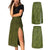 faldas mujer moda Women Summer Skirt Army Green Leopard Print Over The Knee Lace-Up Print High Waist Long Thin Split Skirt