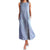 feitong 2020 Hot Sale!! Fashion Simple Sweet Women Casual Striped Sleeveless Dress Crew Neck Linen Pocket Long Dress Vestidos