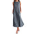 feitong 2020 Hot Sale!! Fashion Simple Sweet Women Casual Striped Sleeveless Dress Crew Neck Linen Pocket Long Dress Vestidos