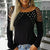 new t shirt women Tops Plus Size Female Clothing Fashion Casual Crew Neck Hollow-Out Studded Women Long Sleeve t-shirt